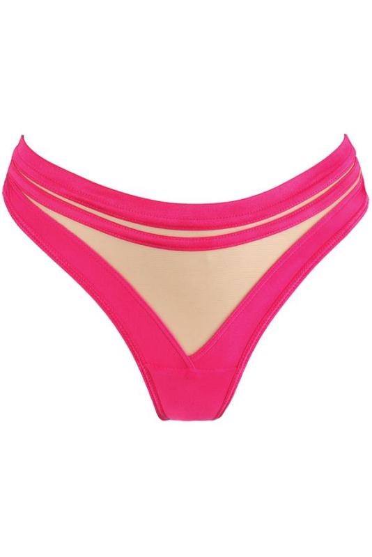 Brazilian G-streng med transparent tyl JUELIA, Lyserød